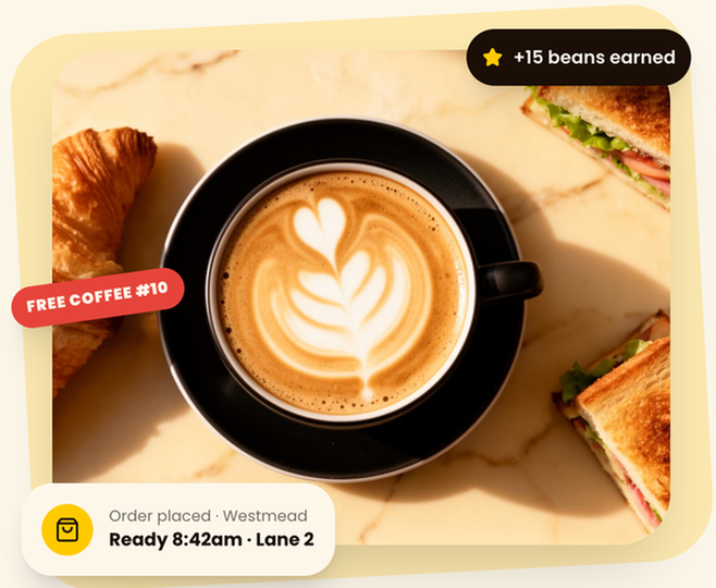 Coffee and cafe food ready for pickup